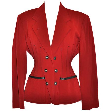 Jean Paul Gaultier with Black Leather Eyelet Detailing Blazer For Sale at 1stDibs