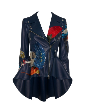 Alexander McQueen | Hieronymus Bosch Leather Peplum Jacket in Midnight Blue (Dei5 edit)