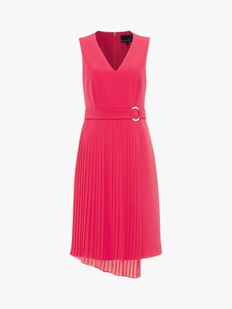Phase Eight Maddie Pleated Dress, Hot Pink at John Lewis & Partners