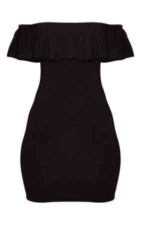 Basic Black Bardot Frill Detail Bodycon Dress | PrettyLittleThing USA