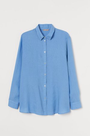 H&M+ Linen Shirt - Blue