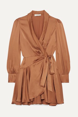 Bronze Super Eight Silk wrap mini dress | Zimmermann | NET-A-PORTER