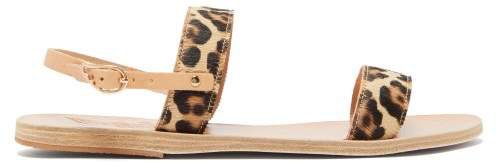 Clio Leopard Print Calf Hair Sandals - Womens - Leopard