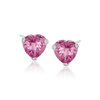 Ross-Simons - 3.00 ct. t.w. Pink Topaz Heart Stud Earrings in Sterling Silver - #773887