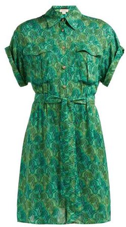 Chufy - Tarabel Tie Waist Shirt Dress - Womens - Green