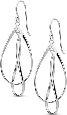 Amazon.com: MILLA Teardrop Earrings - Designer Silver Statement Earrings or Gold Dangle Earrings for Women Trendy Upscale Dangly Earrings (Double Teardrop/Sterling Silver Plated): Clothing, Shoes & Jewelry