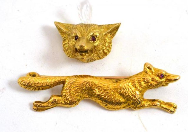 gold fox brooch