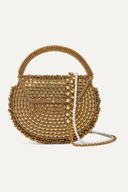 Rosantica | Orfea mini fringed crystal-embellished gold-tone shoulder bag | NET-A-PORTER.COM