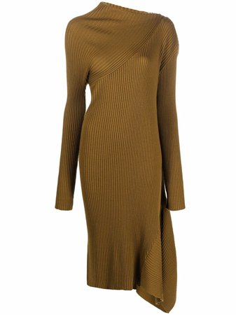 Shop Marques'Almeida asymmetric ribbed-knit draped dress with Express Delivery - FARFETCH