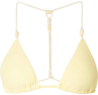Sunkisses Julie Bead-embellished Triangle Bikini Top - Pastel yellow