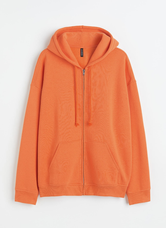 long orange zip up hoodie