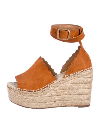 Chloé Suede Peep-Toe Wedge Sandals - Shoes - CHL90807 | The RealReal