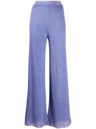 M Missoni flared ribbed knit trousers purple & metallic 2DI002122K006N - Farfetch