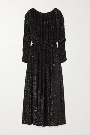 Black Sequined jersey maxi dress | SAINT LAURENT | NET-A-PORTER