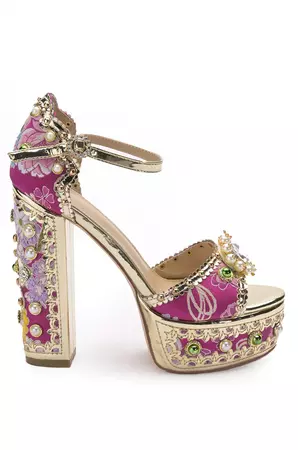 CICI Fuchsia Bejeweled Platform Heel & Sandal | AZALEA WANG SHOES