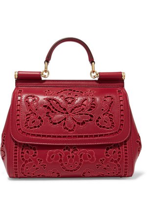 Dolce & Gabbana | Sicily medium cutout embroidered leather tote | NET-A-PORTER.COM