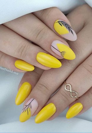 Yellow design nails