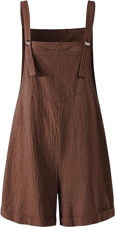 Amazon.com: SCUSTY Women's Casual Loose Cotton Linen Shortalls Adjustable Straps Overall Shorts Jumpsuits Rompers(Brown-M) : Clothing, Shoes & Jewelry