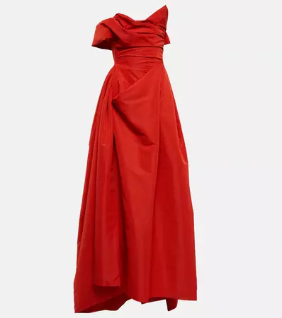 Draped Off Shoulder Satin Gown in Red - Vivienne Westwood | Mytheresa