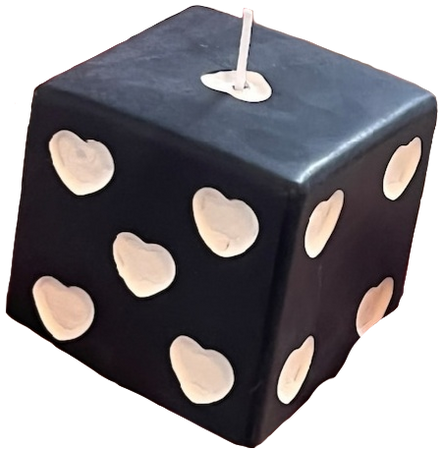 black heart dice candle