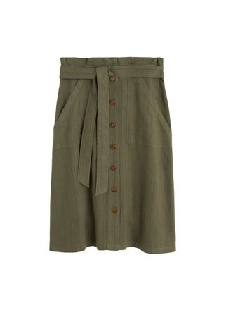MANGO Striped linen-blend skirt