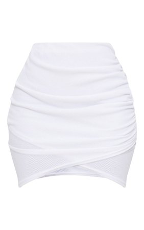 Shape White Ribbed Bodycon Skirt, Curve