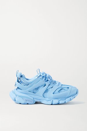 Light blue Track logo-detailed mesh and rubber sneakers | Balenciaga | NET-A-PORTER