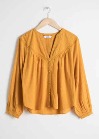 Cotton Peasant Blouse - Yellow - Blouses - & Other Stories US