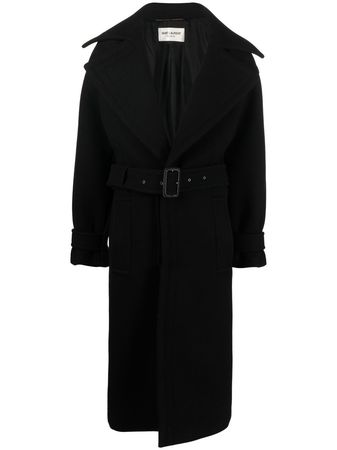 Saint Laurent Belted single-breasted Coat - Farfetch