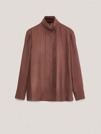 100% silk shirt with button-down collar - Women - Massimo Dutti
