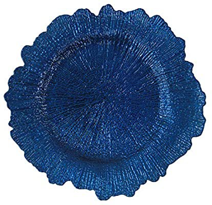 Amazon.com | Royal Blue Plastic Reef Charger Plates - 12 pcs 13 Inch Round Floral Sponge Charger Plates Wedding Party Decoration (Royal Blue, 12): Charger & Service Plates