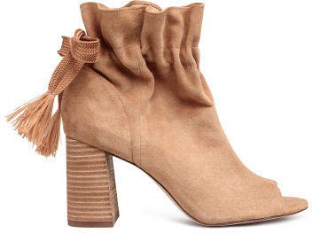 Suede Ankle Boots - Beige