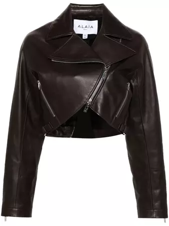Alaïa Cropped Leather Biker Jacket - Farfetch