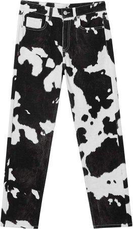 Straight Fit Cow Print Jeans