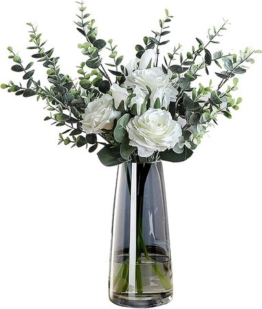 Amazon.com: FANTESTICRYAN Modern Glass Vase Irised Crystal Clear Glass Vase for Home Office Decor (Crystal Grey) : Home & Kitchen
