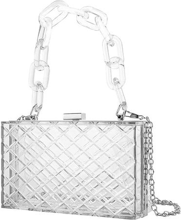 BUBYVV Women Clear Purse, Acrylic Evening Clutch Bag, Shoulder Handbag With Removable Gold Chain Strap (silver): Handbags: Amazon.com