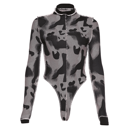 JESSICABUURMAN – TADIN Turtleneck Leopard Printed Bodysuit