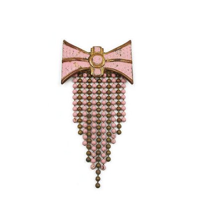 Art Deco Brass Ball Pink Enamel Bow Brooch Large Brooch Art | Etsy