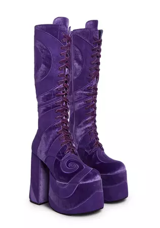 Dolls Kill x Willy Wonka Swirl Platform Boots - Purple