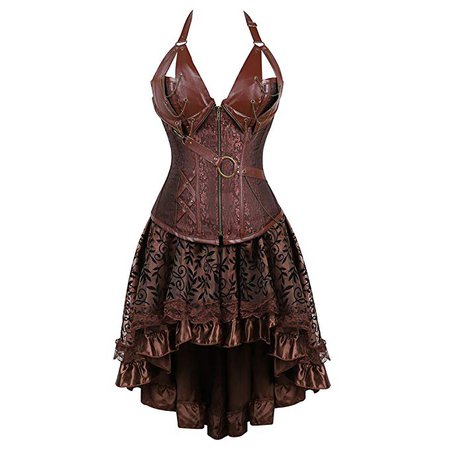 Amazon.com: frawirshau Corset Dress Women's Steampunk Clothing Vintage Halloween Costume Gothic Corset Skirt Set: Clothing