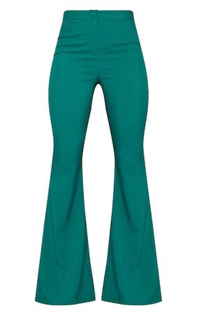 Bright Green Woven Flared Trousers | PrettyLittleThing USA