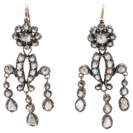 Georgian 15kt/Sterling + Rose Cut Diamond Day-to-Night Earrings 2.5ctw For Sale at 1stDibs