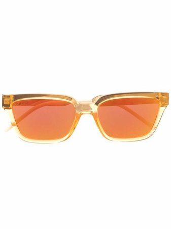 Shop orange Gucci Eyewear square-frame mirrored sunglasses with Express Delivery - Farfetch