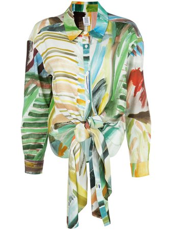 Rosie Assoulin Watercolour Print Knotted Blouse R201T18 | Farfetch