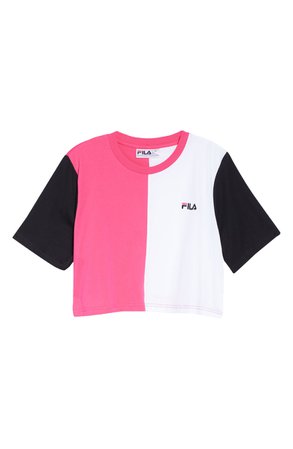 FILA Prudence Colorblock Crop T-Shirt | pink whiteordstrom