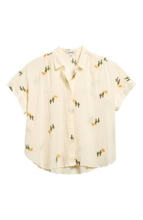 Madewell Cactus Embroidered Hilltop Swiss Dot Shirt | Nordstrom