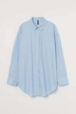 Oversized Cotton Shirt - Light blue - Ladies | H&M US
