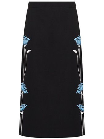 Black Prada floral-print midi skirt P123QLS2021X7Z - Farfetch