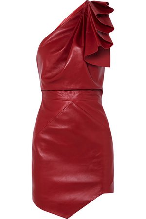 Alexandre Vauthier | One-shoulder leather mini dress | NET-A-PORTER.COM