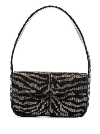 Shop STAUD Tommy beaded-zebra pattern shoulder bag with Express Delivery - FARFETCH